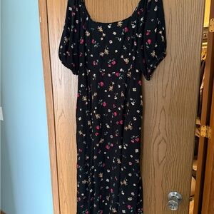 Old Navy Black Floral Midi Dress